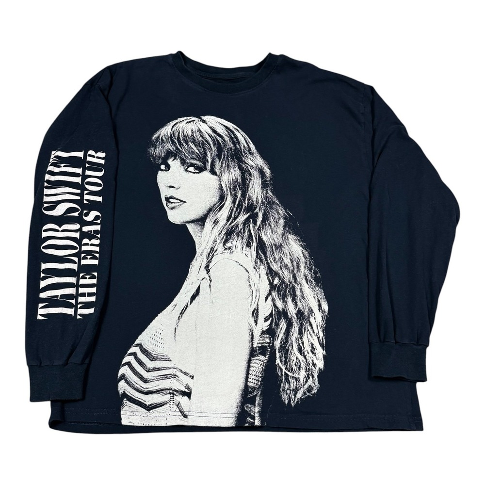 Taylor Swift The Eras Tour Navy Blue Long Sleeve Shirt Women's Large 100% Cotton